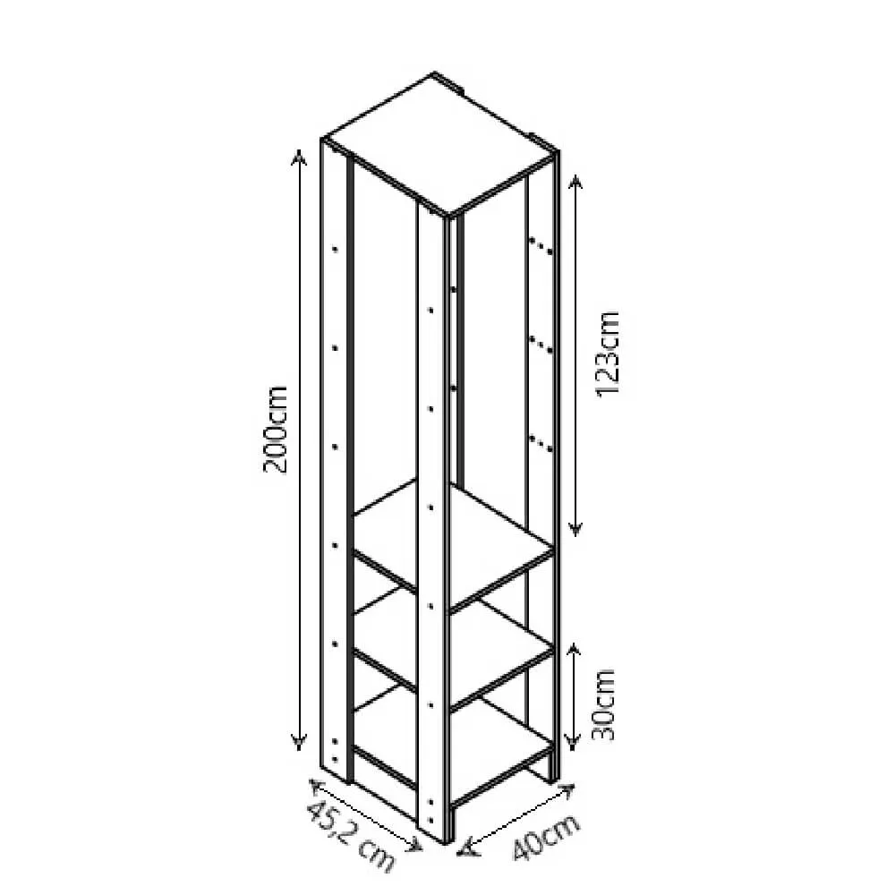 Guarda Roupa Nova Mobile EY102-105.058 Closet Aberto com 3 Gavetas Grafite intenso SE