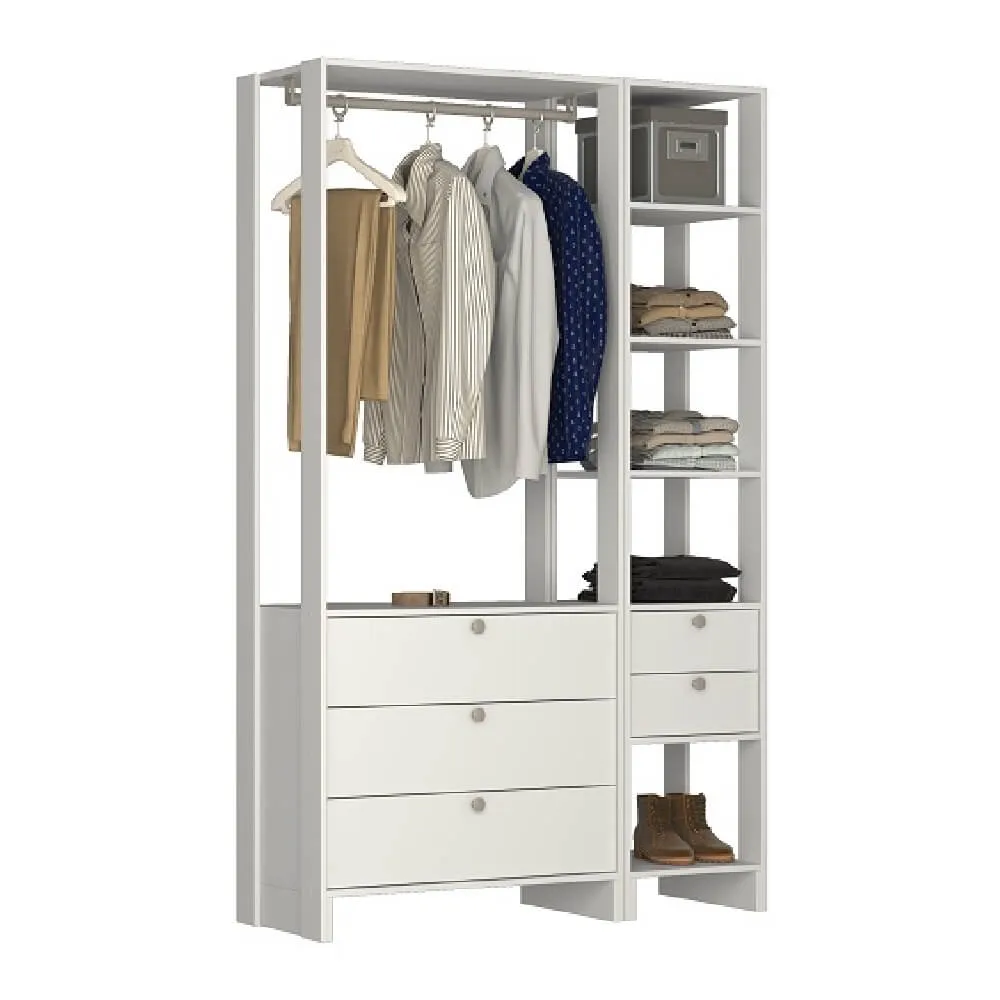 Guarda Roupa Nova Mobile EY102-106.038 Closet Aberto com 5 Gavetas Branco SE