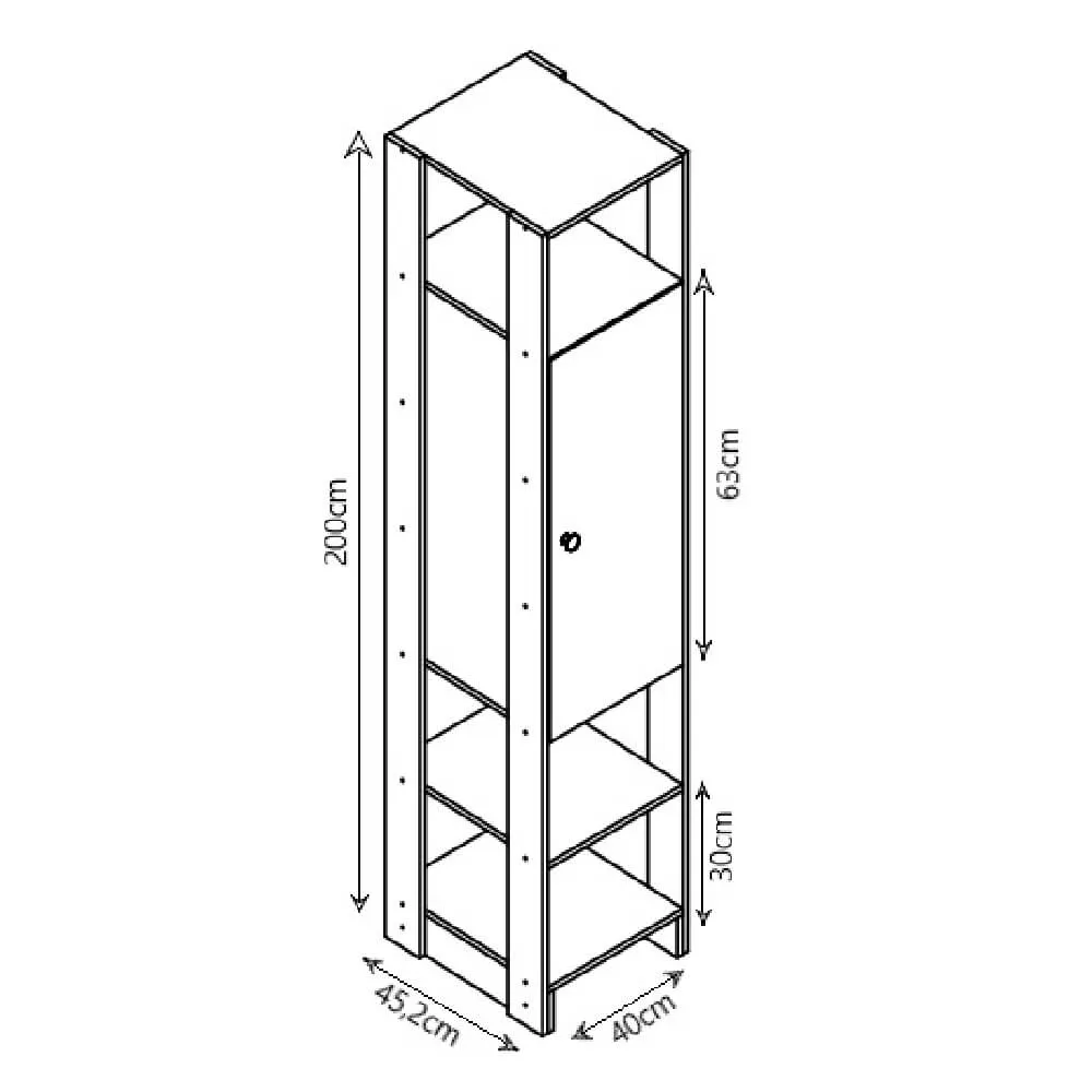 Guarda Roupa Nova Mobile EY102-107.058 com 3 Gavetas Grafite intenso SE