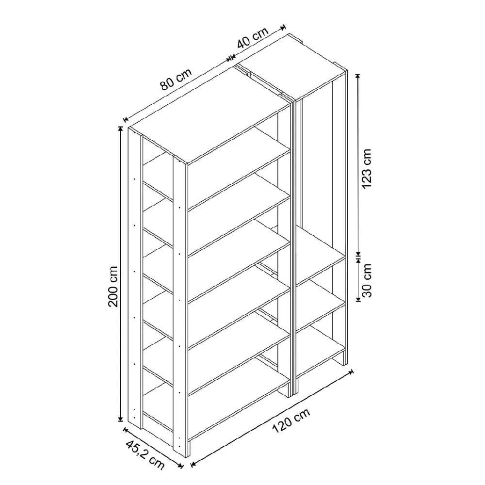 Guarda Roupa Nova Mobile EY103-105.038 Closet Aberto Branco SE