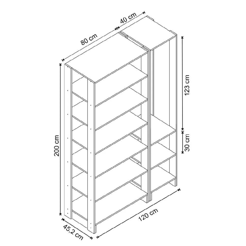 Guarda Roupa Nova Mobile EY103-105.058 Closet Aberto Grafite intenso SE