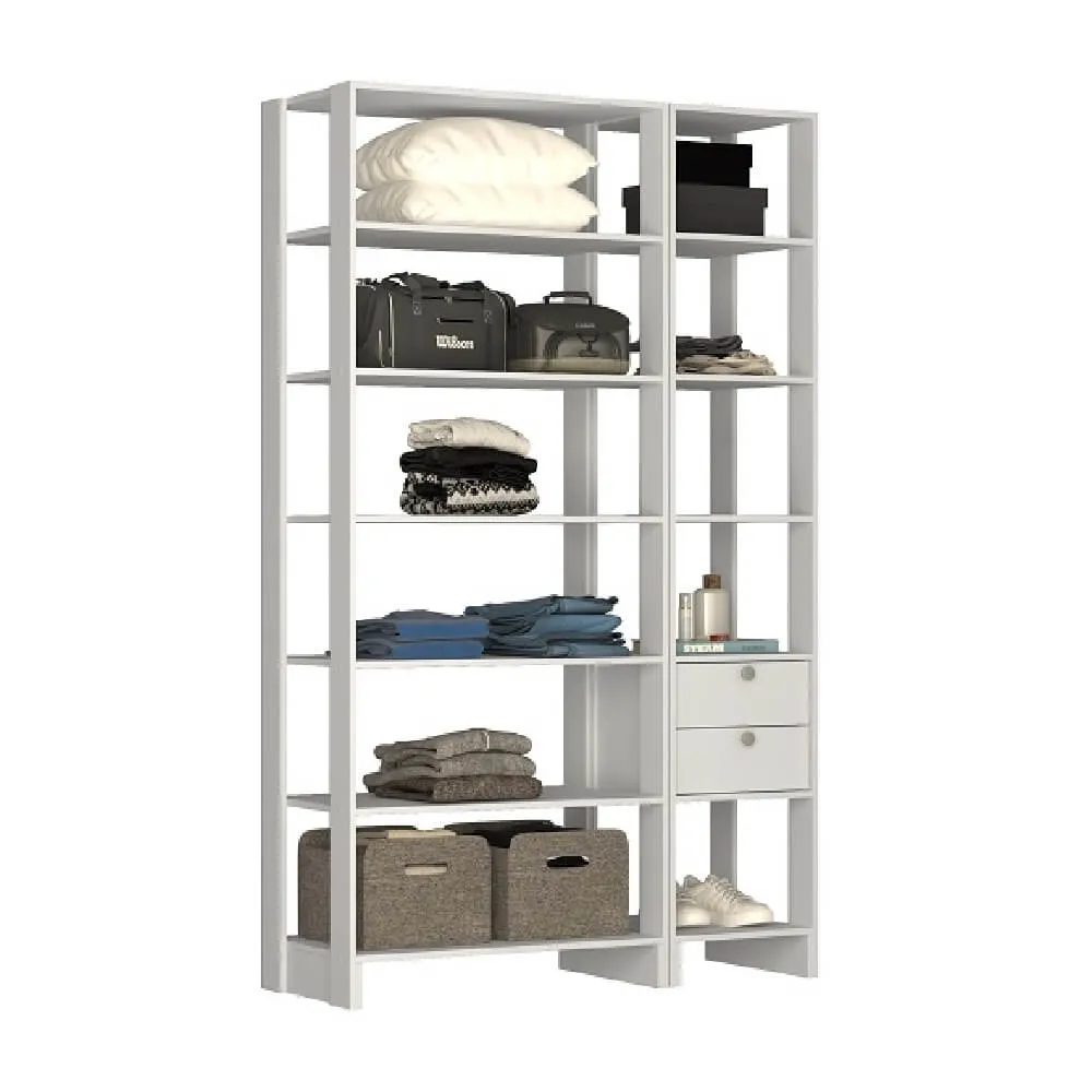 Guarda Roupa Nova Mobile EY103-106.038 Closet Aberto com 2 Gavetas Branco SE