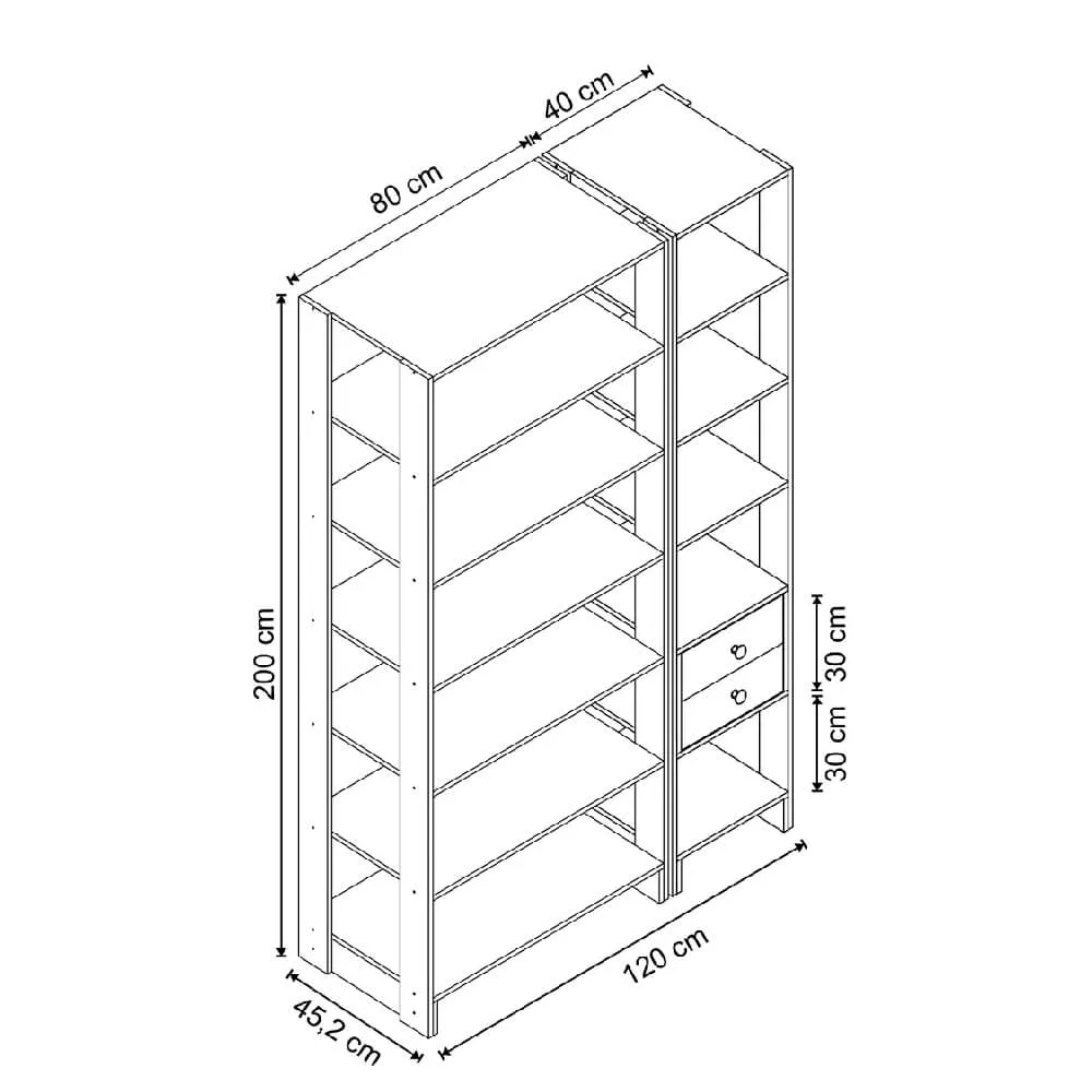 Guarda Roupa Nova Mobile EY103-106.057 Closet Aberto com 2 Gavetas Montana SE