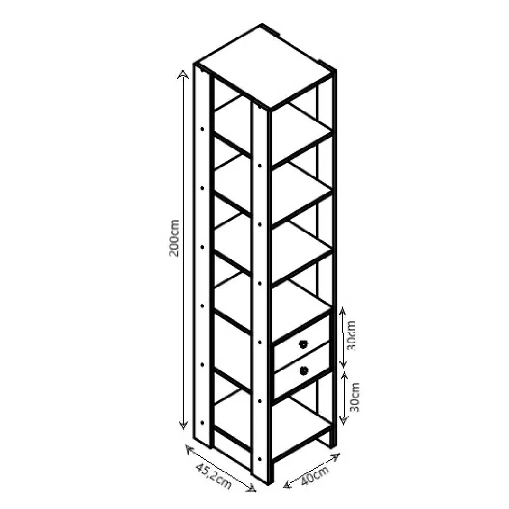 Guarda Roupa Nova Mobile EY103-106.058 Closet Aberto com 2 Gavetas Grafite intenso SE