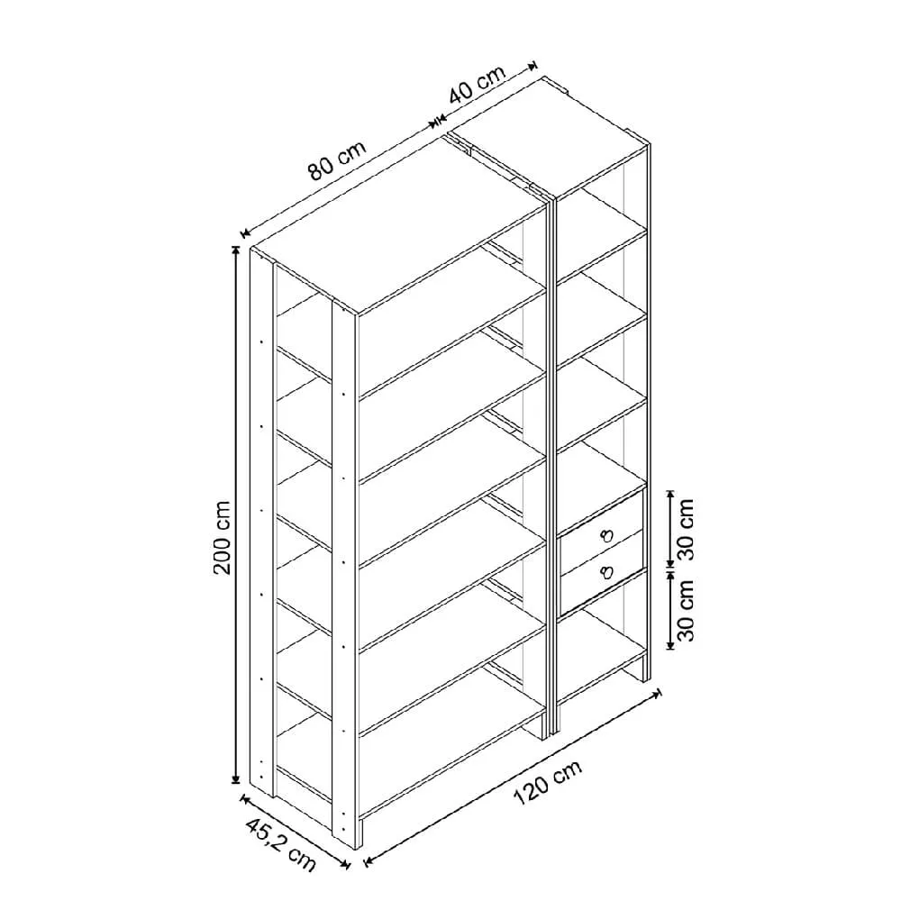 Guarda Roupa Nova Mobile EY103-106.058 Closet Aberto com 2 Gavetas Grafite intenso SE