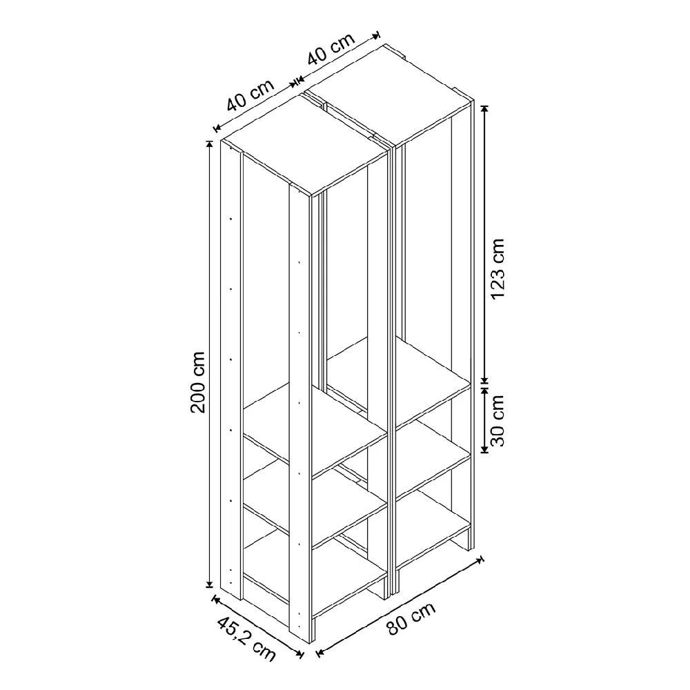 Guarda Roupa Nova Mobile EY105-105.057 Closet Aberto Montana SE