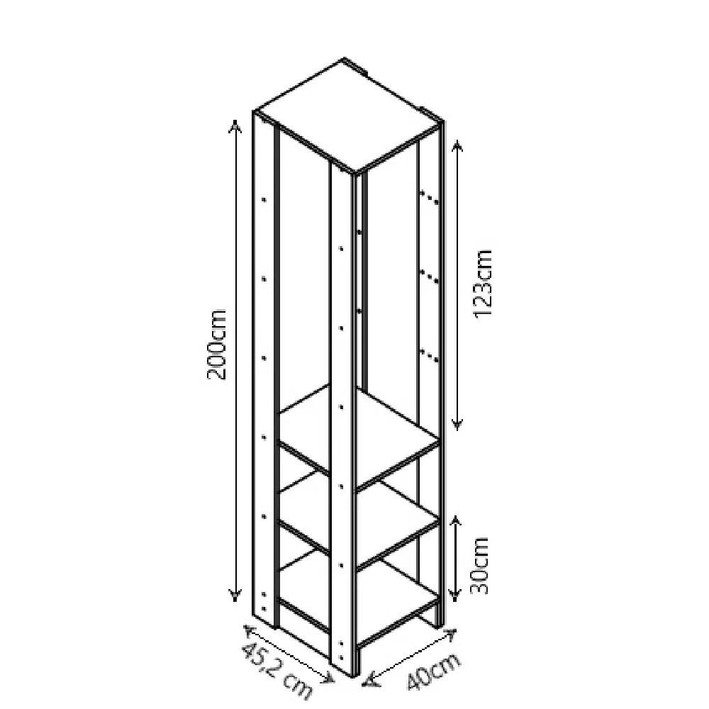 Guarda Roupa Nova Mobile EY105-105.058 Closet Aberto Grafite intenso SE