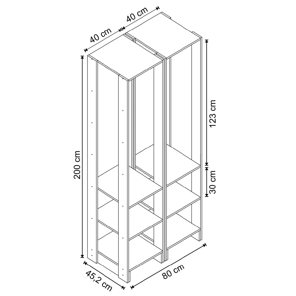 Guarda Roupa Nova Mobile EY105-105.058 Closet Aberto Grafite intenso SE