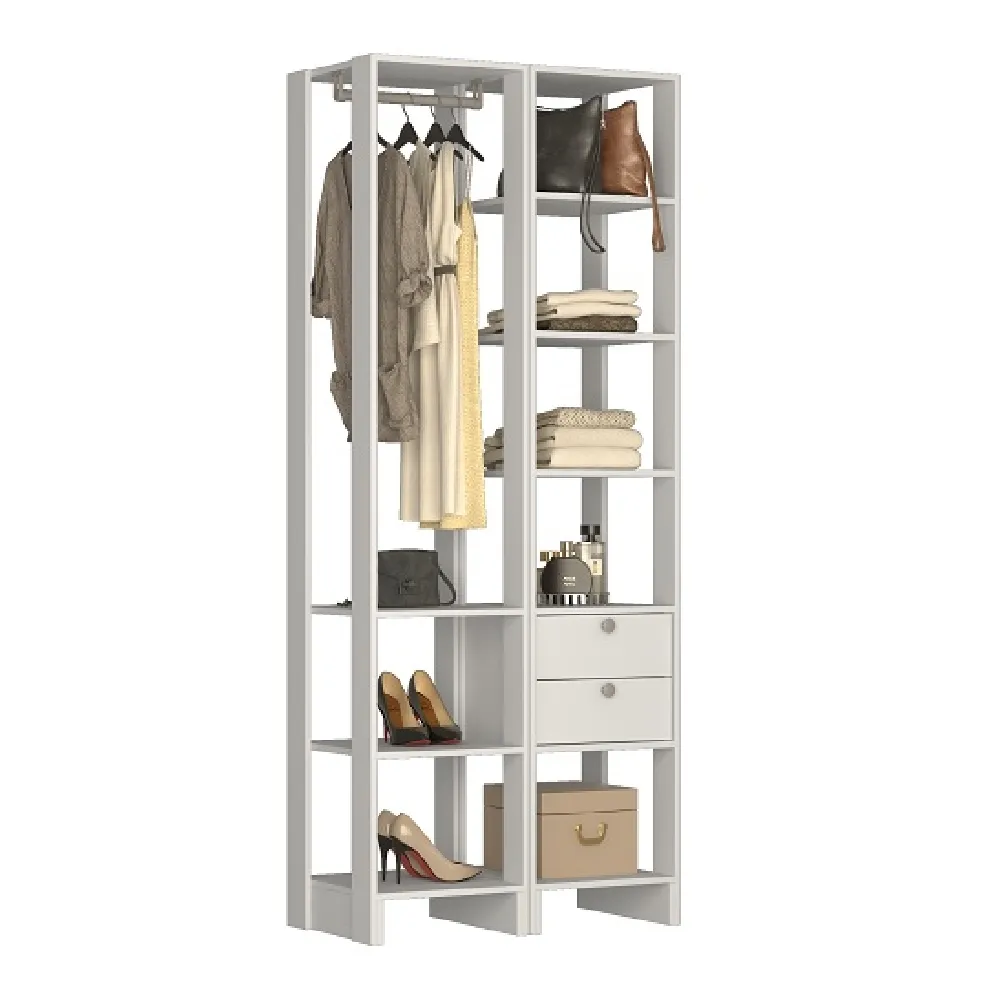 Guarda Roupa Nova Mobile EY105-106.038 Closet Aberto com 2 Gavetas Branco SE