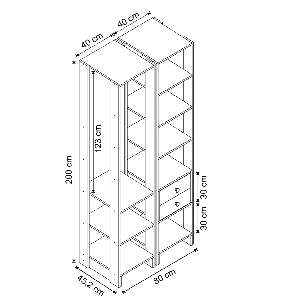 Guarda Roupa Nova Mobile EY105-106.057 Closet Aberto Montana SE