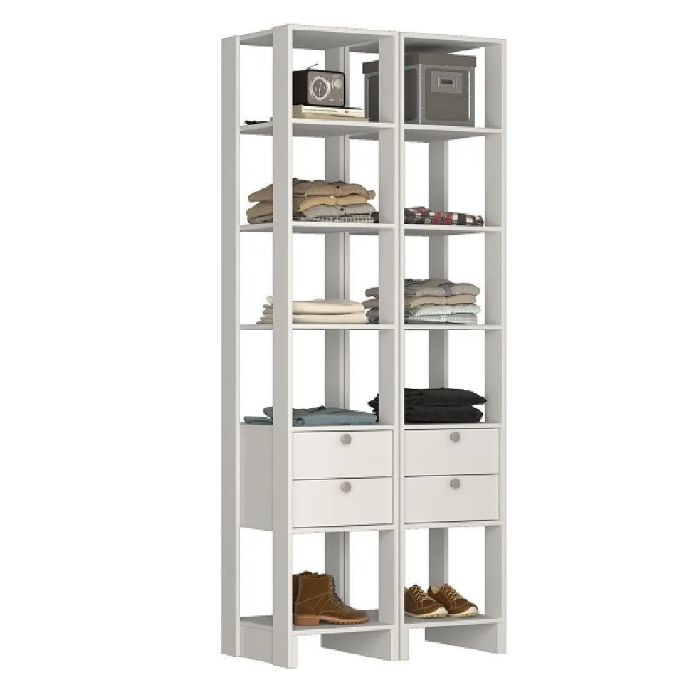 Guarda Roupa Nova Mobile EY106-106.038 Closet Aberto com 4 Gavetas Branco SE