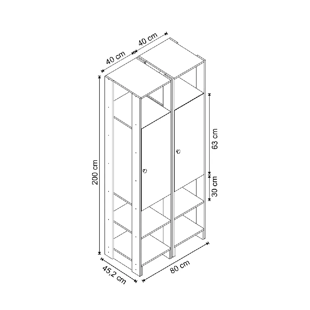 Guarda Roupa 2 Portas Nova Mobile EY107-107.057 Montana SE