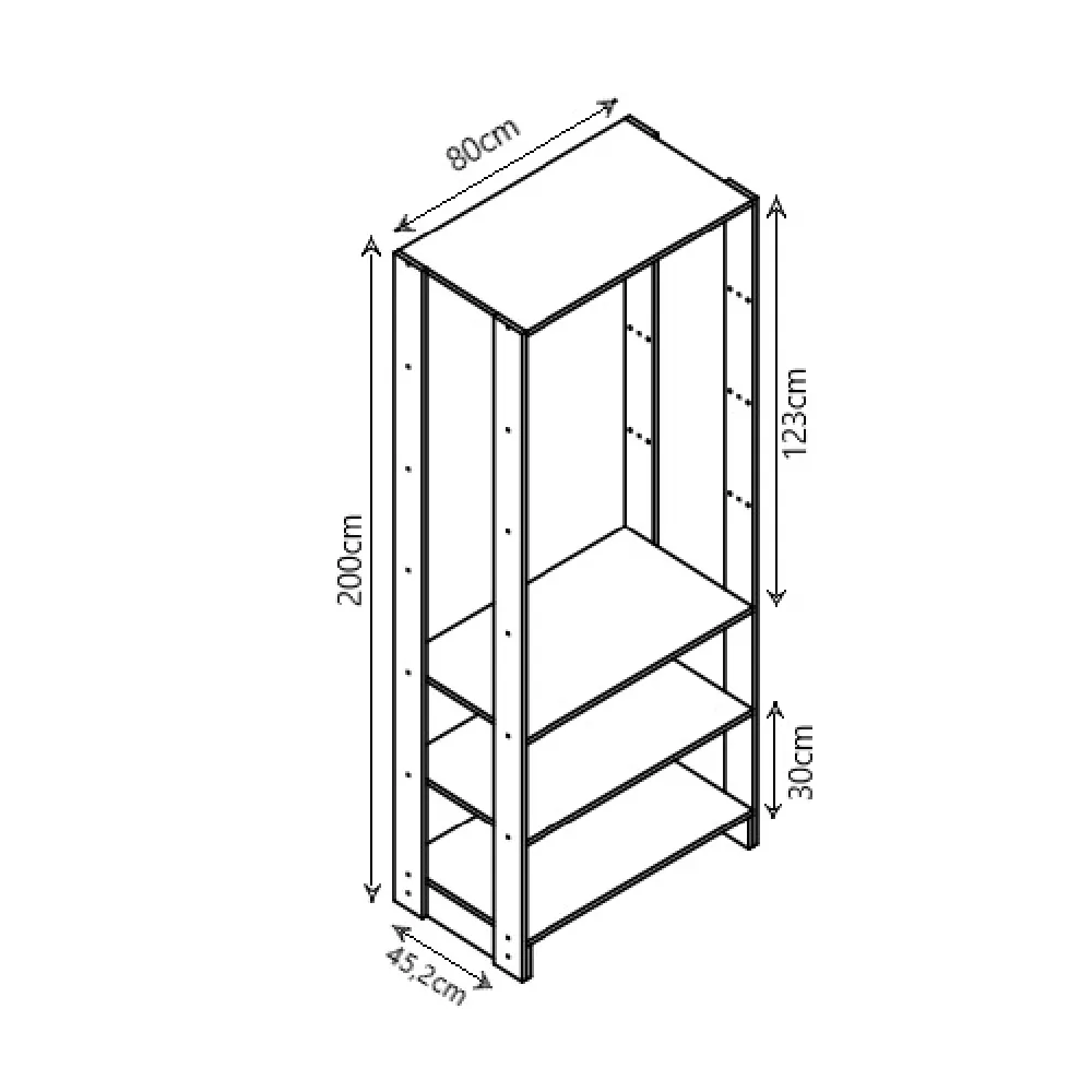 Guarda Roupa Nova Mobile EY101-2-3.058 Closet Aberto com 3 Gavetas Grafite intenso SE