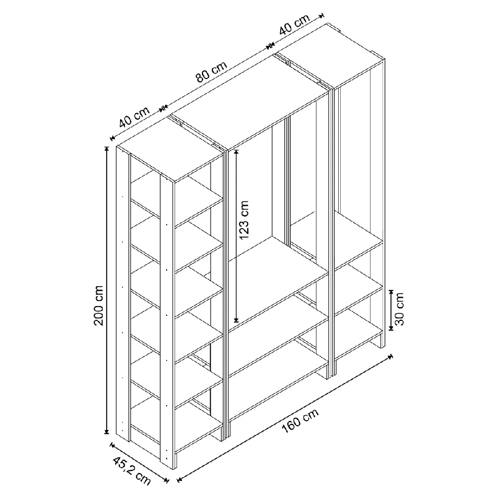 Guarda Roupa Nova Mobile EY101-4-5.057 Closet Aberto Montana SE