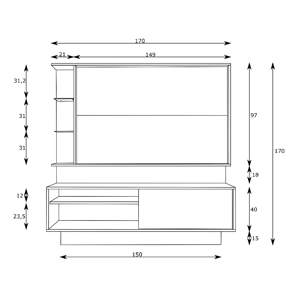 Estante Home para TV até 50" Estilare PA04 10700040203 Preta/Madeirada SE