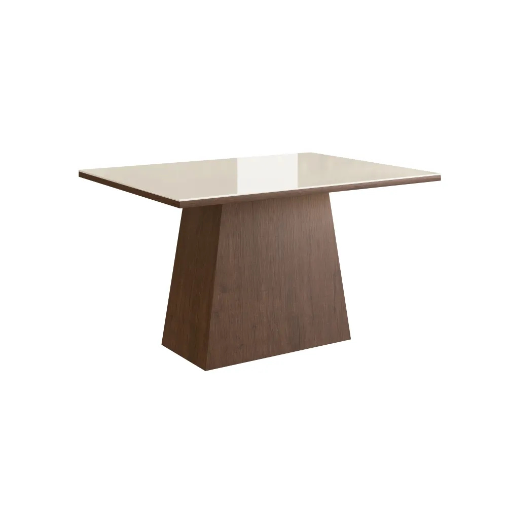 Mesa de Jantar 4 Lugares Zamarchi 144 Tabaco/Vidro Off White SE