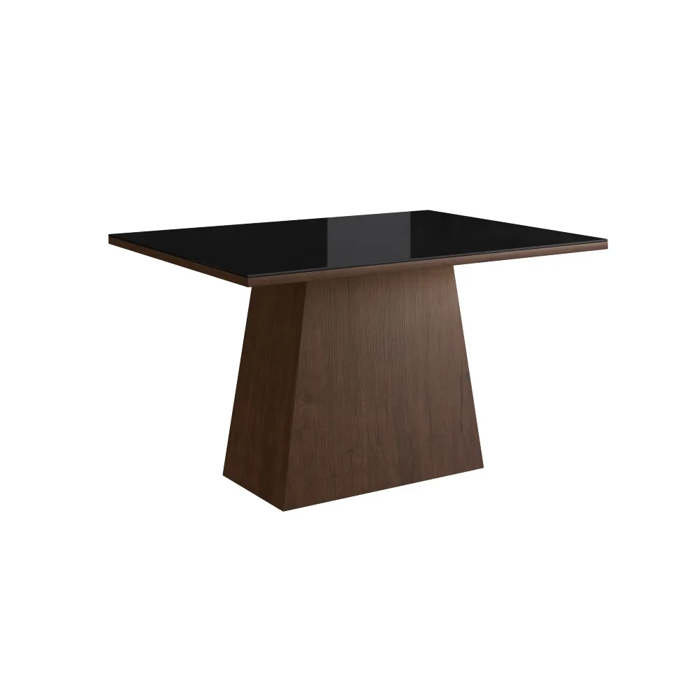 Mesa de Jantar 4 Lugares Zamarchi 144 Vidro Tabaco/Preto SE