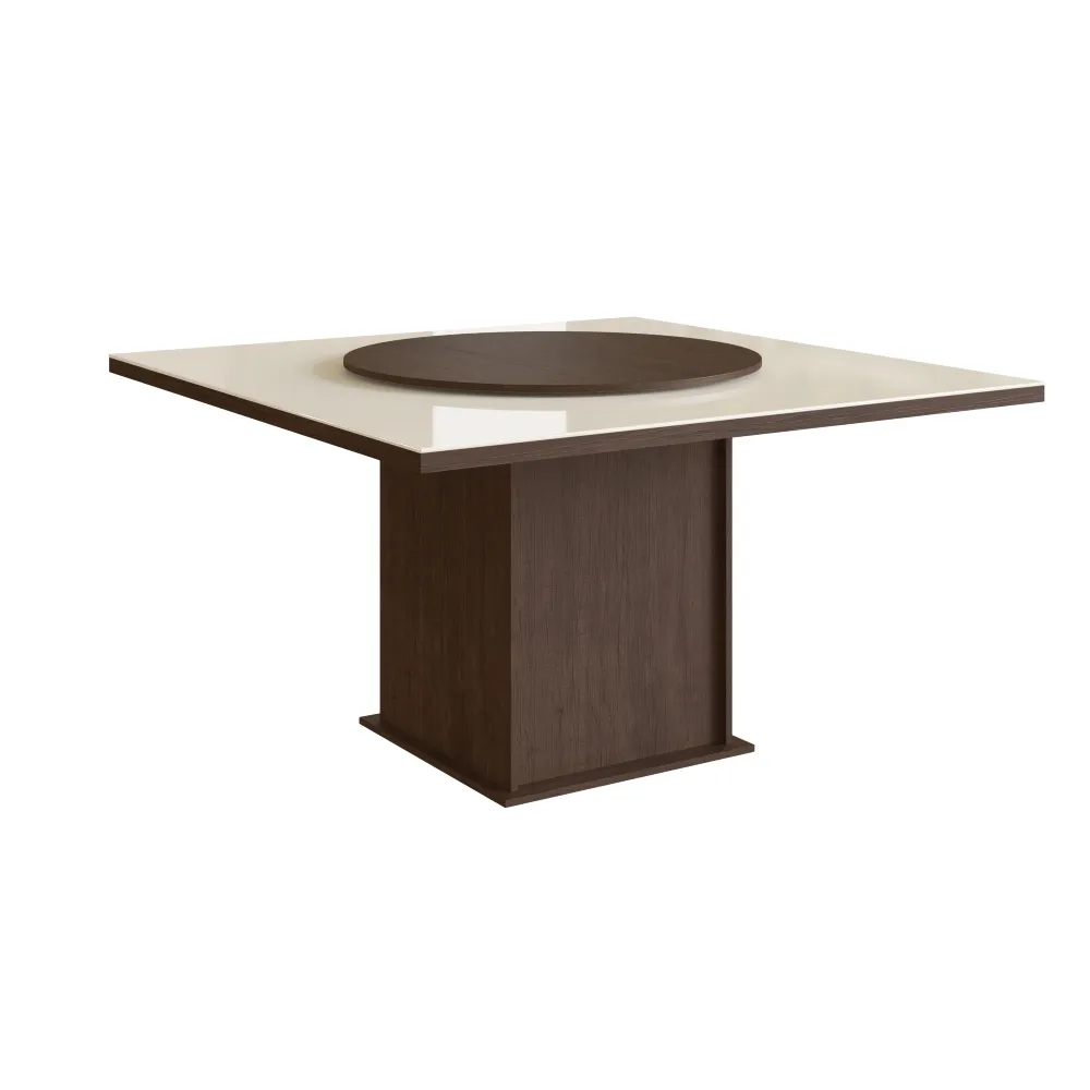 Mesa de Jantar 8 Lugares Zamarchi 129 Tabaco/Vidro Off White SE