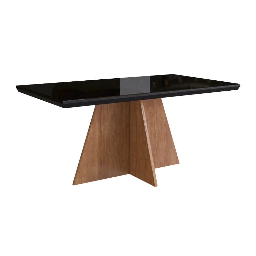 Mesa  de Jantar 6 Lugares Zamarchi 147 Canela/Vidro Preto SE