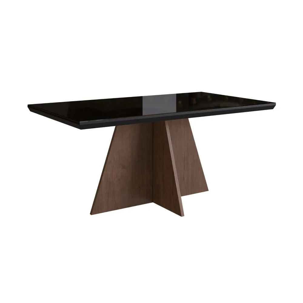 Mesa  de Jantar 6 Lugares Zamarchi 147 Tabaco/Vidro Preto SE