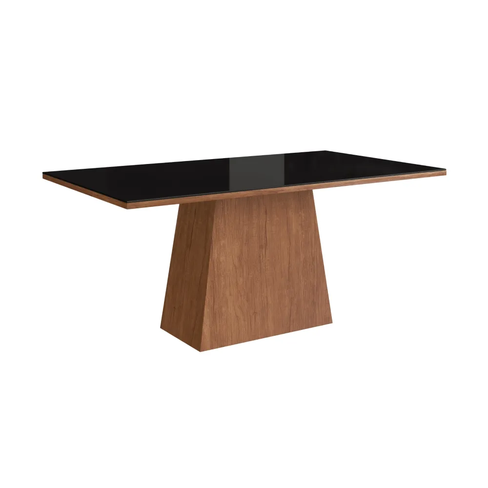 Mesa  de Jantar 6 Lugares Zamarchi 140 Canela/Vidro Preto SE