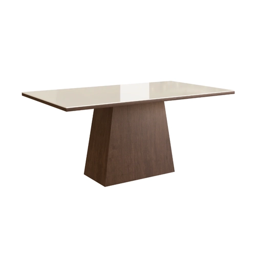 Mesa de Jantar 6 Lugares Zamarchi 142 Tabaco/Vidro Off White SE