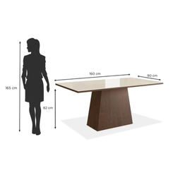 Mesa de Jantar 6 Lugares Zamarchi 142 Tabaco/Vidro Off White SE