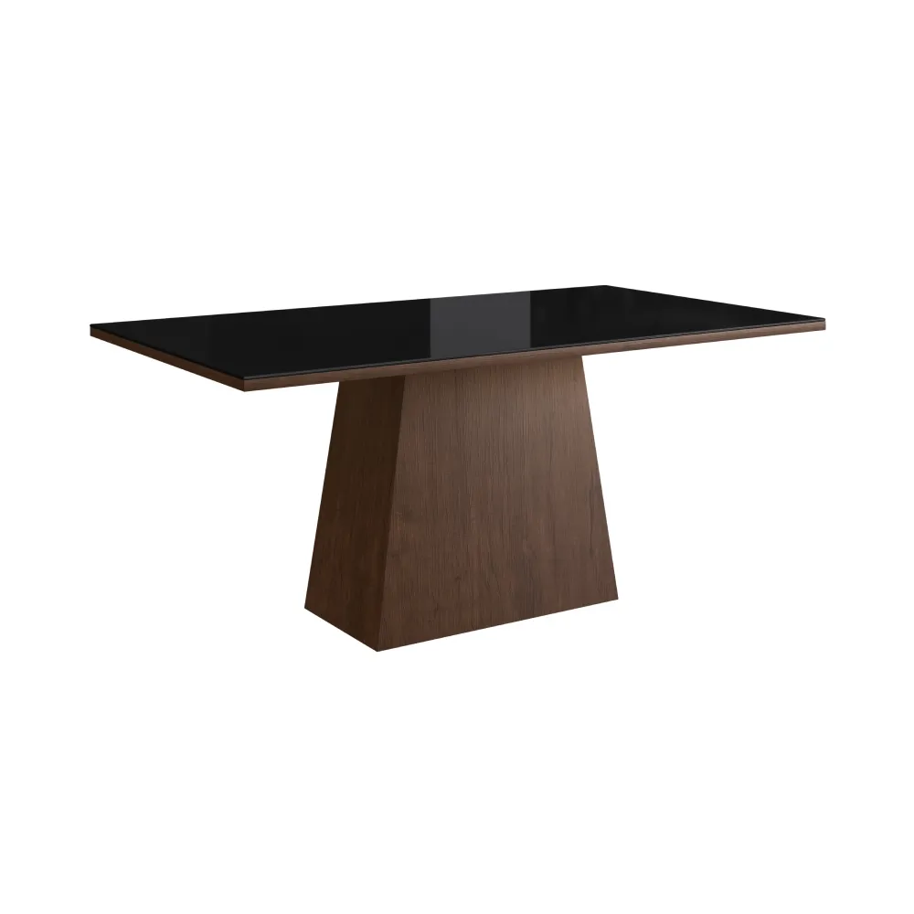 Mesa de Jantar 6 Lugares Zamarchi 142 Tabaco/Vidro Preto SE