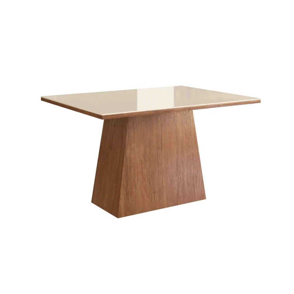 Mesa de Jantar 4 Lugares Zamarchi 143 Canela/Vidro Off White SE