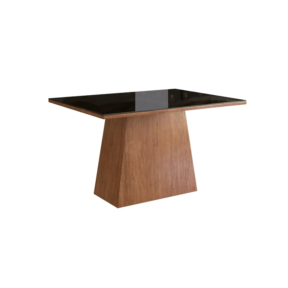 Mesa de Jantar 4 Lugares Zamarchi 143 Canela/Vidro Preto SE