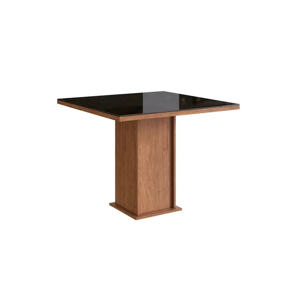 Mesa de Jantar 4 Lugares Zamarchi 115 Canela/Vidro Preto