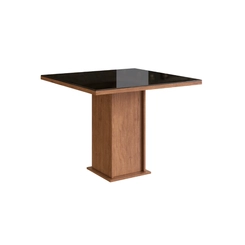 Mesa de Jantar 4 Lugares Zamarchi 115 Canela/Vidro Preto