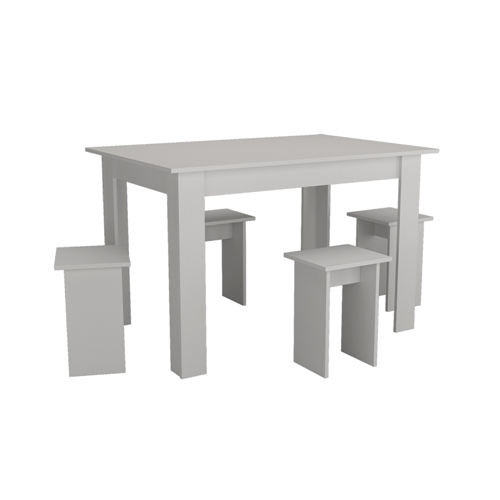 Conjunto de Mesa com 4 Bancos Nova Mobile B21.038 Branco SE