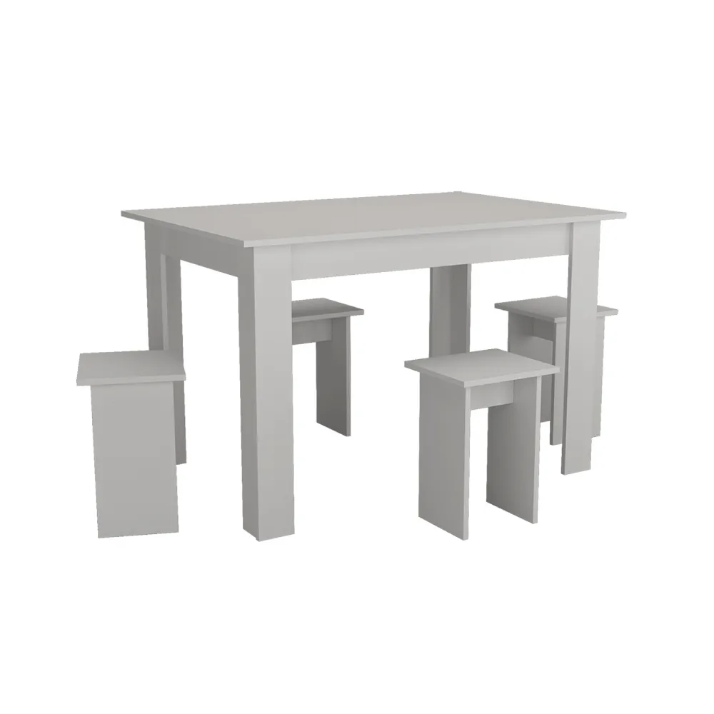 Conjunto de Mesa com 4 Bancos Nova Mobile B20.038 Branco SE