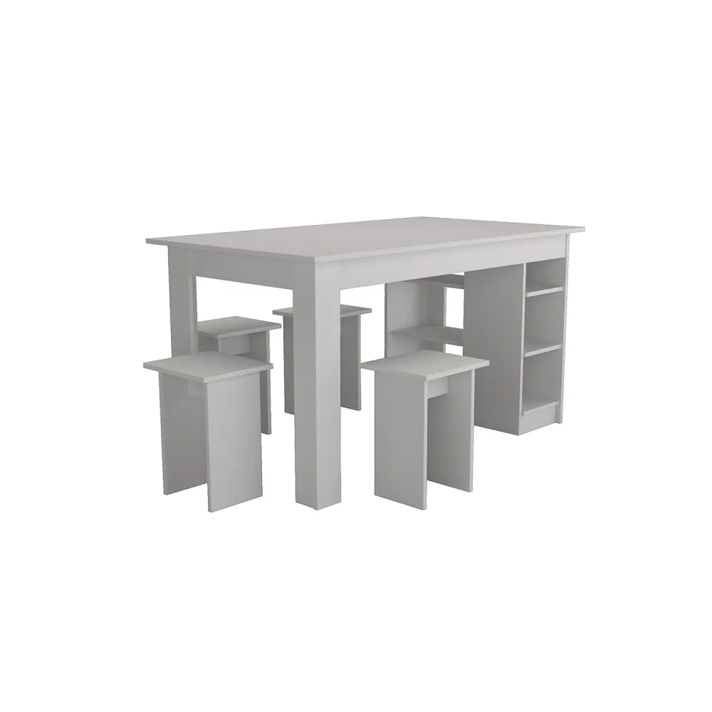 Conjunto de Mesa com 4 Bancos Nova Mobile B21.038 Branco SE