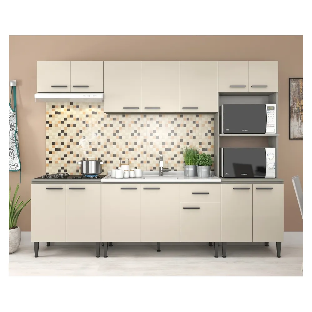 Cozinha Modulada 5 Peças Fellicci 14 Portas Max MX04STCC Cinza/Champagne SE