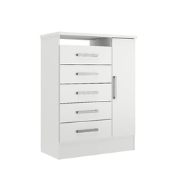 Cômoda Rodial Aurora 5 Gavetas 1 Porta Branco