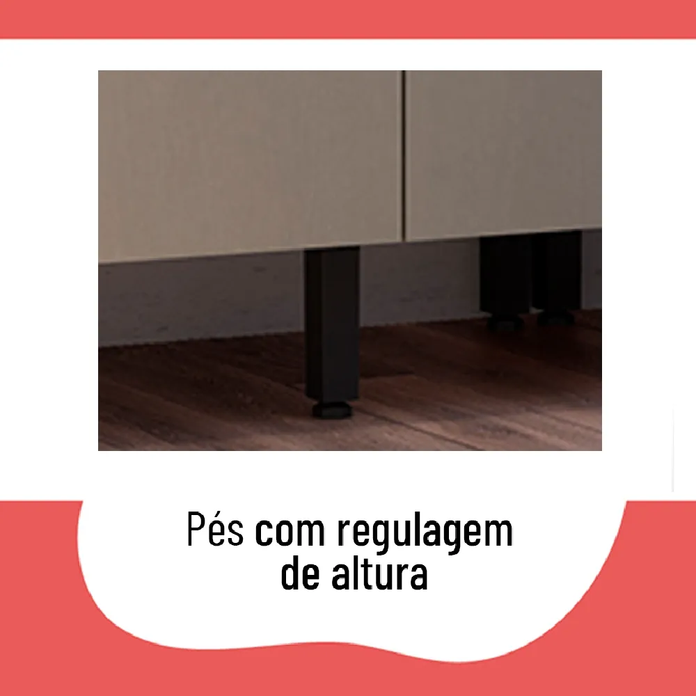 Cozinha Modulada 4 Peças 12 Portas e 3 Gavetas Telasul Caiena 906457-02 Fumê SE