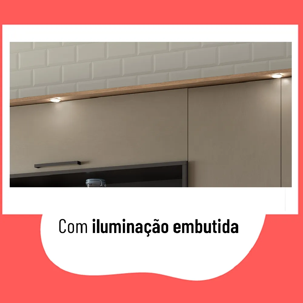 Cozinha Modulada 4 Peças 12 Portas e 3 Gavetas Telasul Caiena 906457-02 Fumê SE