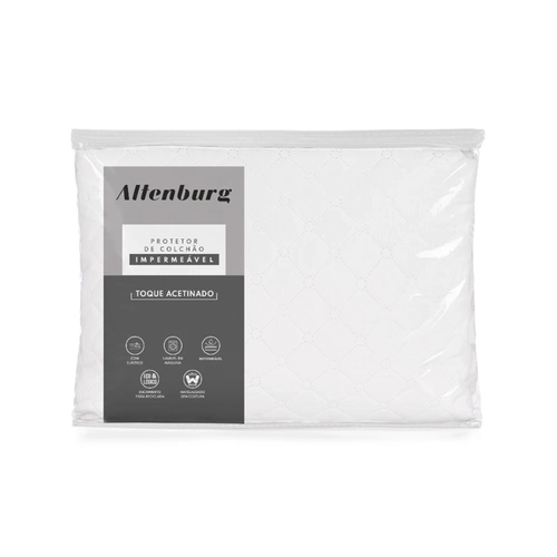 Protetor de Colchão Casal 138x188cm Impermeável Toque Acetinado Altenburg Branco