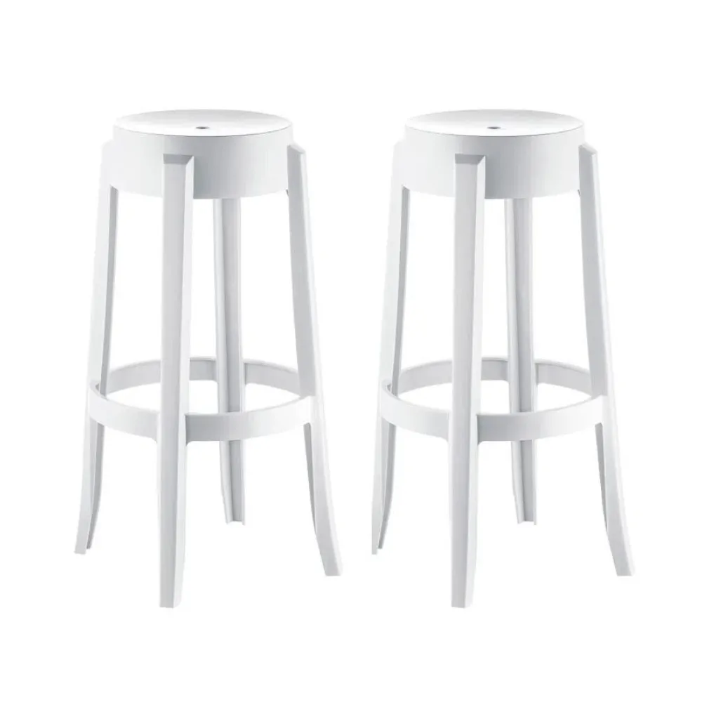 Conjunto com 2 Banquetas Kappesberg Altas Shine UZ8007-10 Branco SE