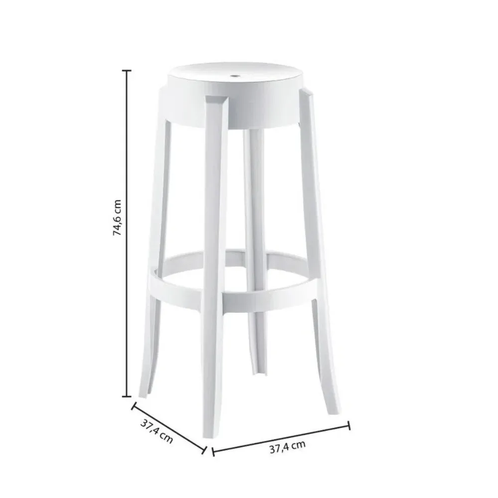 Conjunto com 2 Banquetas Kappesberg Altas Shine UZ8007-10 Branco SE