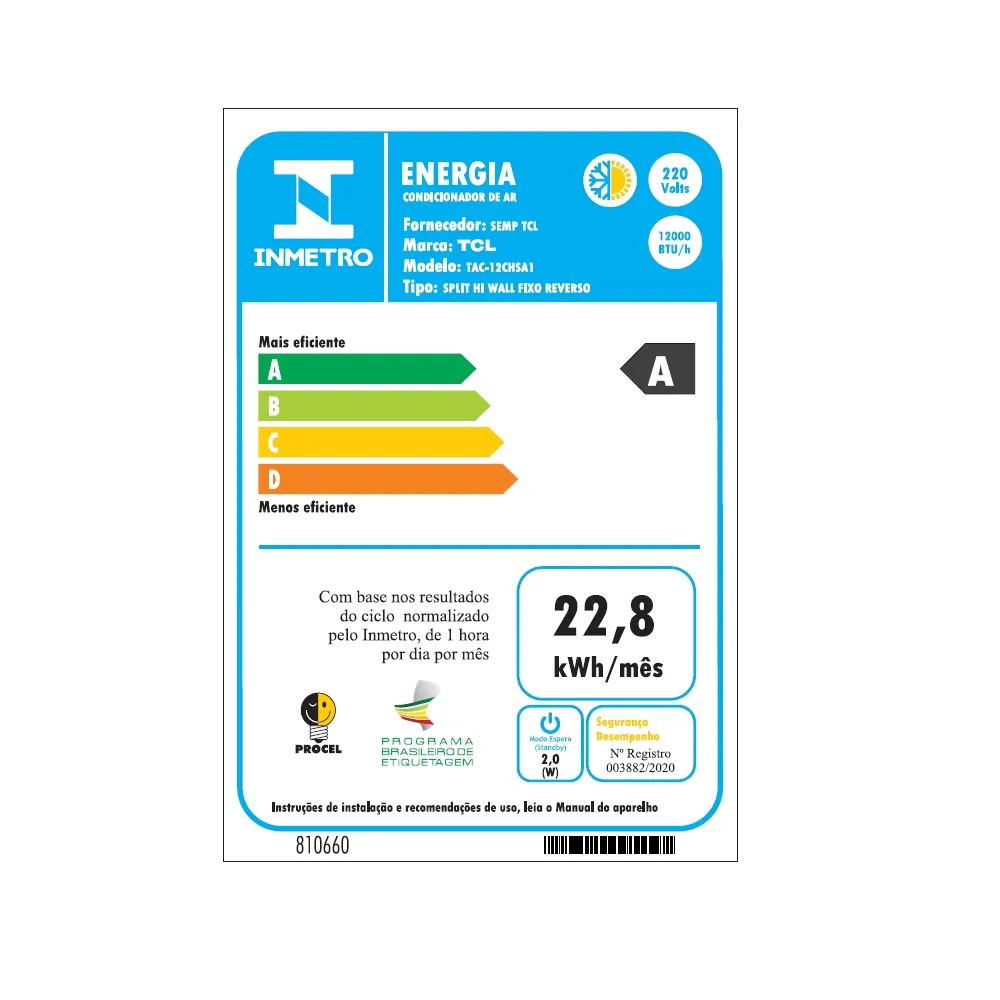 Ar Condicionado Split TCL 12.000 BTUS TAC12CHSA1 Quente/Frio Branco 220V