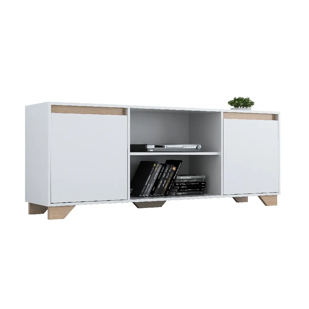 Rack com Painel Quiditá Benevello 2041 BAC/SIENA Branco/Siena SE