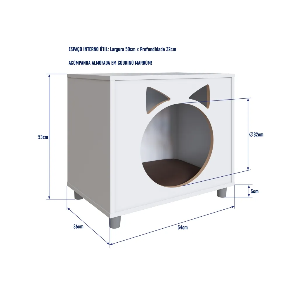 Mesa de Cabeceira Completa Pet Gato PET001BCBC Branca SE