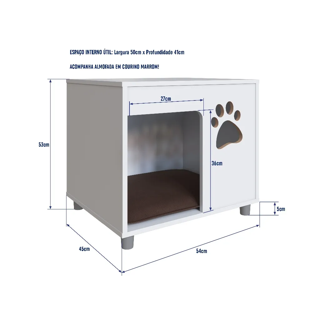 Mesa de Cabeceira Completa Pet Cão PET002BCBC Branca SE