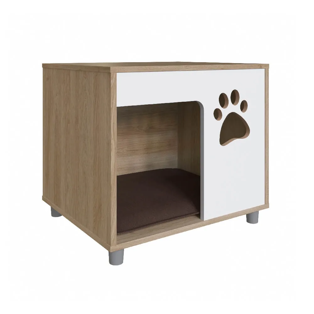 Mesa de Cabeceira Completa Pet Cão PET002OABC Oak/Branca SE