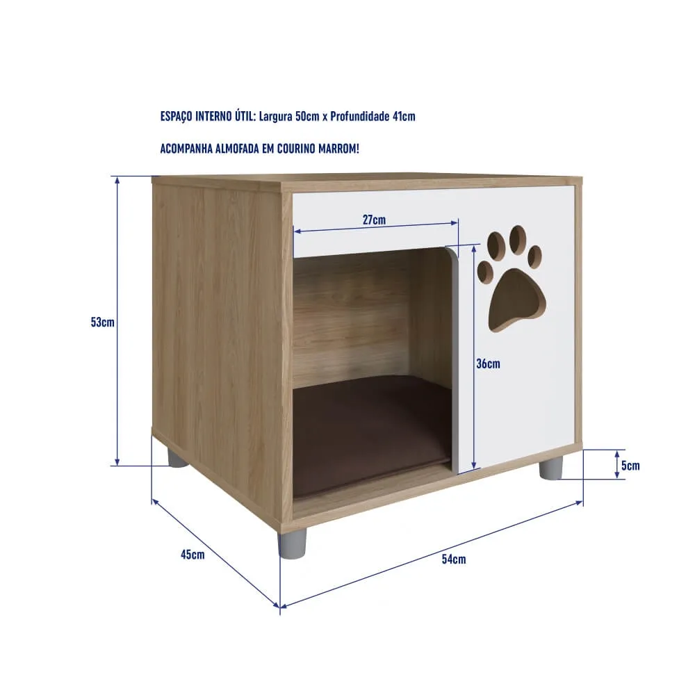 Mesa de Cabeceira Completa Pet Cão PET002OABC Oak/Branca SE