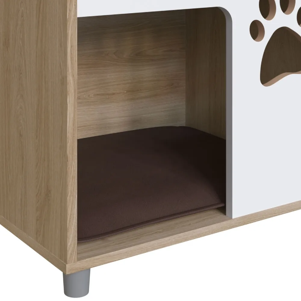 Mesa de Cabeceira Completa Pet Cão PET002OABC Oak/Branca SE