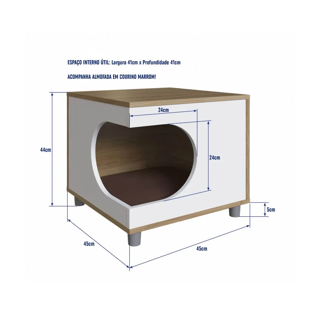 Mesa de Cabeceira Completa Pet PET003OABC Oak/Branca SE